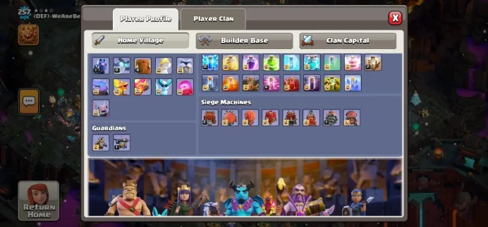 Clash of Clans (Android/ios) SC ID- [Big Sale] TH 18 - Level 257 - Heroes(105/105/95/80/55) - Build 11- Cheapest price
