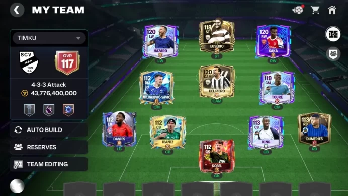 OVR 117/43B Value|2 Icon(Del Piero Signature EVO,Eusebio EVO)+ Hazard Heroes EVO,Saka Festive Fixtures EVO,etc|Log EA|FCM754