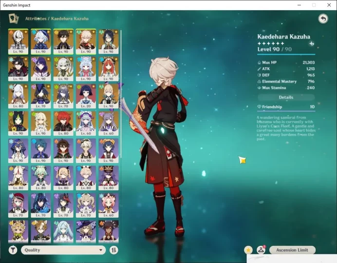 ASIA|AR 58| 13 Limited+ 5[5* Weapon]|[Arlecino,Nahida]+Sign Furina,Kazuha,Zongli,Senhe,Etc|MC Male|Take Email|Check SS(GI4285)