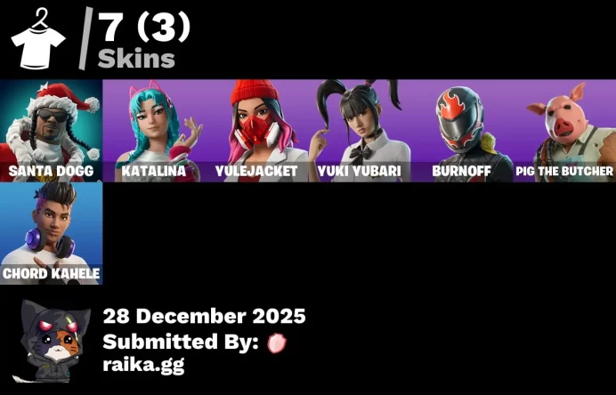 [PC/PSN/XBOX] 7 skins | Santa Dogg | Katalina | Yulejacket | Yuki Yubari | Burnoff | Pig the Butcher | Chord Kahele | Twin Blasters