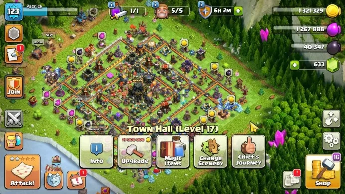 TH 17 - BH 10|Limited Skin|LV 123|HH 8|BK 33,AQ 34,GW 17,MP 46,RC 12|Gems 633|CN ON|ProtectOFF|TAKE MAIL(COC1801)