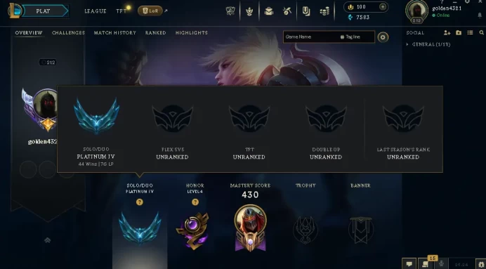 EUW / PLATIN 4(76LP) / 73 Champ / 62 Good Skins(2 Ultimate, 1 Mythic, 5 Legendary, 32 Epic) / 7.5K BE / HONOR 4 / HANDMADE / FULL ACCES /CHEAP