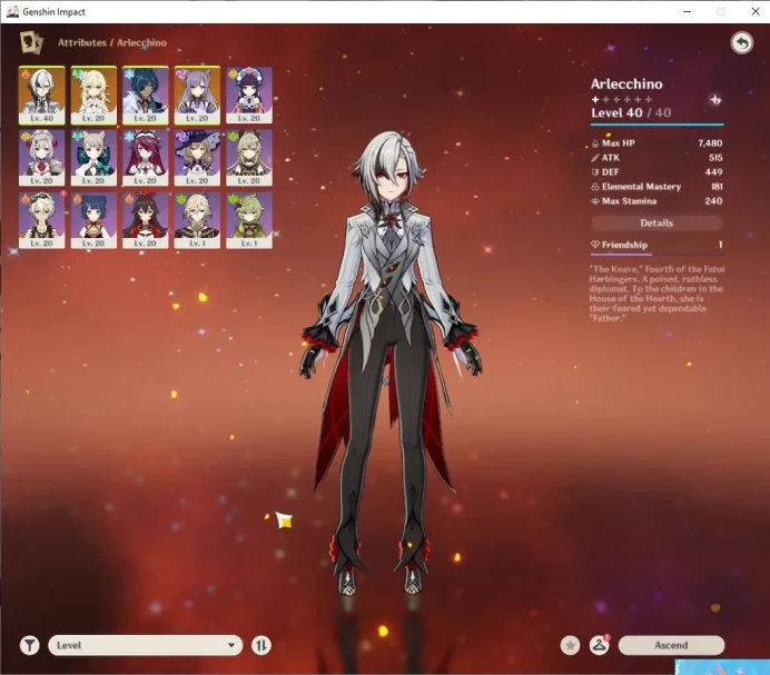 ASIA | AR 35 | Starter | 1 Limited | Arlecchino +12(4* Character) | Low Explore | MC Female |Take mail|CheckSS(GI4330)