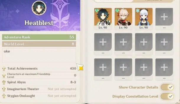 ASIA | AR 55 | 3 Limited +2[5* Weapon] | Kamisato Ayaka,Kaedehara Kazuha,Xiao | 1,2K Primo |MC Female|Take mail|CheckSS(GI4335)