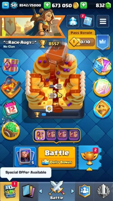 Lvl 50|Trophy 8557|KTL 14|Limited Skin|Card 118|6 EVO,6 Champion,20 Legend,34 Epic,30 Rare,29 Common|TakeEmail(CR1081)