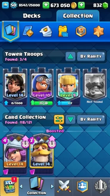 Lvl 50|Trophy 8557|KTL 14|Limited Skin|Card 118|6 EVO,6 Champion,20 Legend,34 Epic,30 Rare,29 Common|TakeEmail(CR1081)
