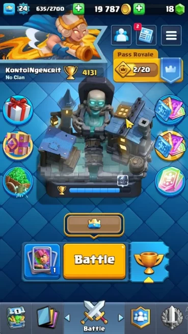 Lvl 24|Trophy 4131|KTL 9|Limited Skin|Card 74|2 EVO,3 Legend,20 Epic,24 Rare,27 Common|TakeEmail(CR1090)