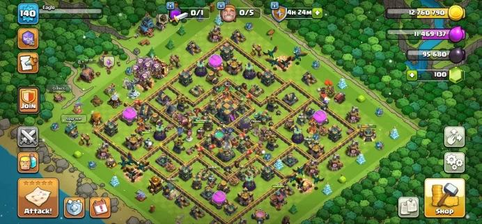 TH 14 Full Max, 7 Equipment Epic, Wall Full Max, Defense Max, 4 Hero Skin, Change Name 500Gems