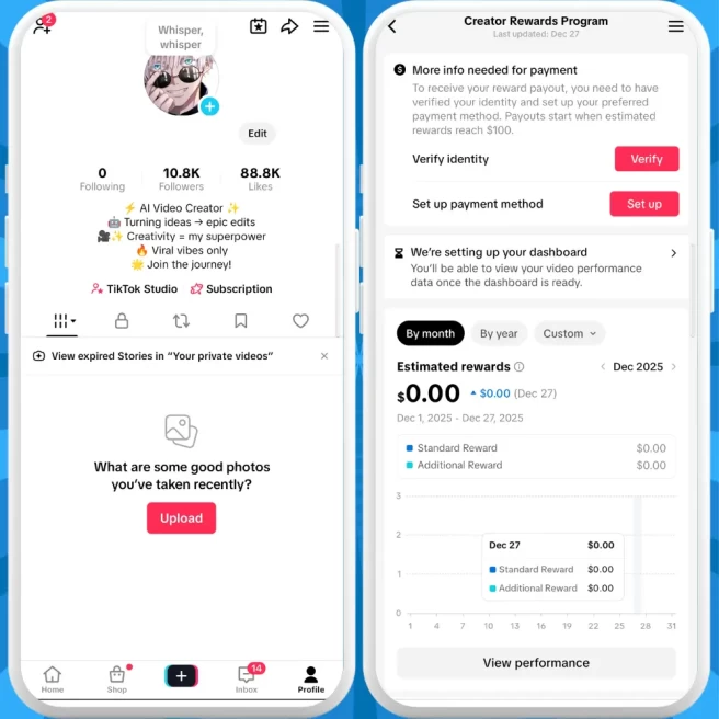 [Discounted] Monetized Creator Rewards Program Account | 10K Authentic Followers & 88K Likes | Verified Screenshots + Instant Delivery