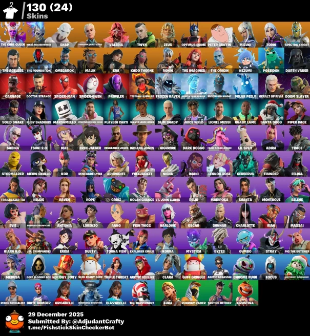 Code 8619] [PC] 130 skins | The Cube Queen | Renzo the Destroyer | Snap | Paradigm (Reality-659) | Valeria | Twyn | Zeus | Optimus Prime | Pete