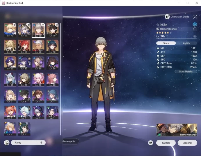 ASIA|TL 55|5 Limited|Saber,Chiper,Dante,Luocha,Archer,Dr Ratio|MC Male|Amphoreus|TakeMail|Check SS(HSR5017)