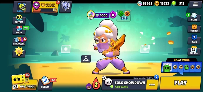 [Code 8623] Level 210 / 75k Trophy + 343 Skins / 500 Gems / Very Cheap