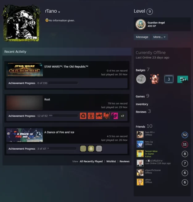 9Game-Rust-CS2 Prime 83 hours+1Medals(Global Offensive Badge)