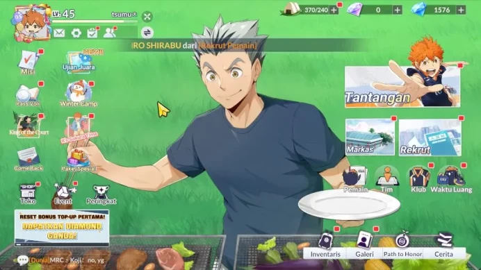 SEA|Lvl 45|1,5K DM|4 UR [Bokuto+Memo,Hoshiumi+Memo,Hirugami,Atsumu]+9 SSR[Iwaizumi,Yaku,Kita,Etc]|Log Google|Check SS(HFH937)