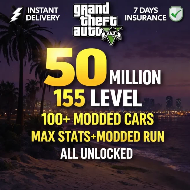 [SOCIAL CLUB] LVL 155  50m PURE CASH  MODDED RUN ALL UNLOCKED MAX STATS  10 MODDED OUTFIT  100+ MODDED CARS  ALL BUSINESSES UNLOCKED + MAXED