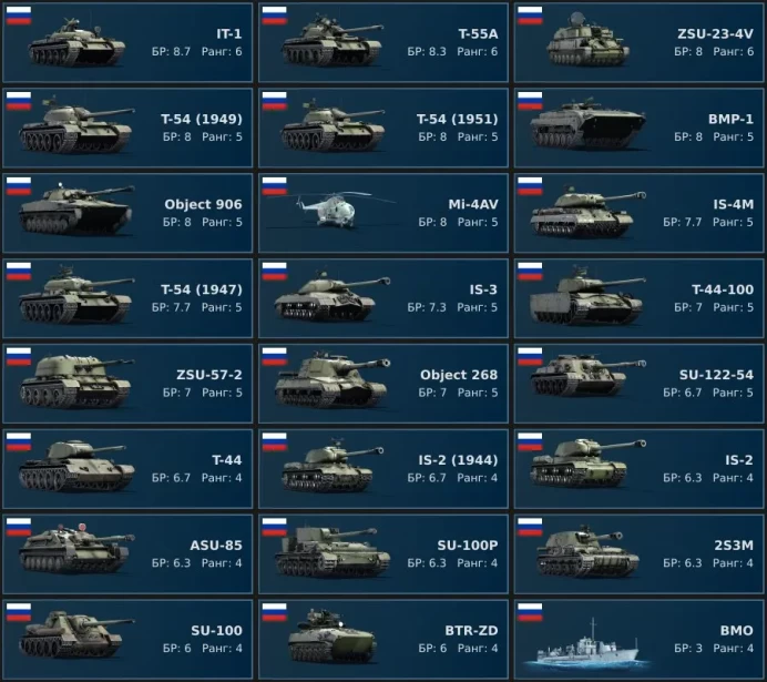 [Code 8633] Level 88 / Rank 6 - 3 / IT-1, T-55A, ZSU-23-4V, T-54&nbsp;(1949), T-54&nbsp;(1951), BMP-1 / Server Gaijin / No acces mail