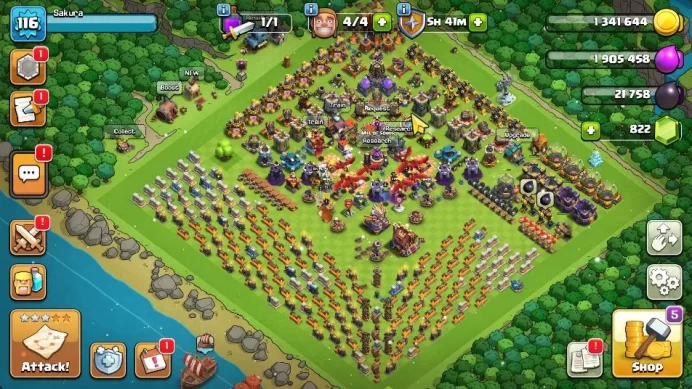 TH 16 - BH 8|Limited Skin|LV 116|HH 8|BK 37,AQ 31,GW 22,MP 48,RC 15|Gems 822|CN OFF|ProtectOFF|TAKE MAIL(COC1823)
