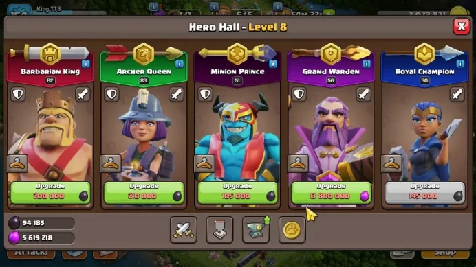 TH 14 - BH 8|Limited Skin|LV 154|HH 8|BK 82,AQ 83,GW 56,MP 51,RC 30|Gems 3282|CN OFF|ProtectOFF|TAKE MAIL(COC1827)