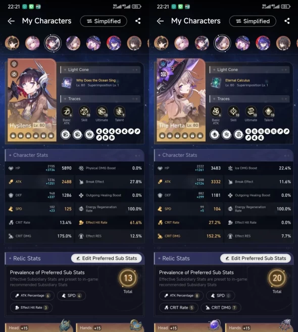 All Platform - EU - Level68 - 41 Characters 19 5'Star - 7 Weapon 5 Star - The Herta -  Evernight - Acheron - Hysilen - Jade - Code900