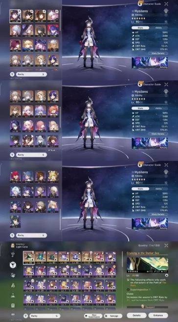 All Platform - EU - Level68 - 41 Characters 19 5'Star - 7 Weapon 5 Star - The Herta -  Evernight - Acheron - Hysilen - Jade - Code900