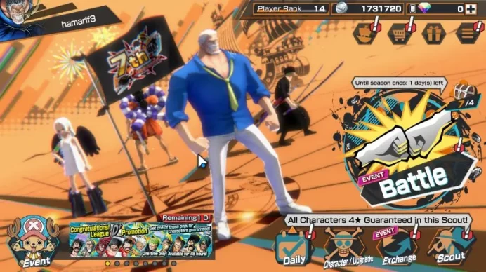 Global|6 META EX|Charlotte linlin,Zoro,Snake,Kozuki Oden,Monkey D Garp,etc|Rank 14|Log Bandai|Check SS(OPBR1529)