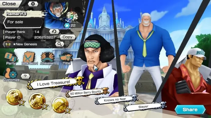 Global|6 META EX|Charlotte linlin,Zoro,Snake,Kozuki Oden,Monkey D Garp,etc|Rank 14|Log Bandai|Check SS(OPBR1529)