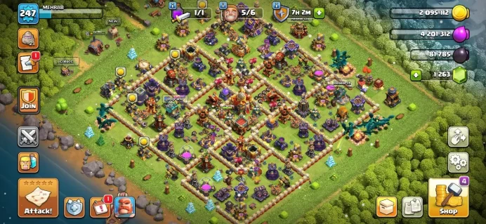 TH 16 Full Max, 9 Equipment Epic, Wall Full Max, Defense Max, 5 Hero Skin,Magic item, Hero High Level