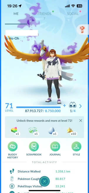 Level 71, 234 Shiny, 183 Legend, 193 IV 100, 9 Shiny Legend, 19 Shadow Legend