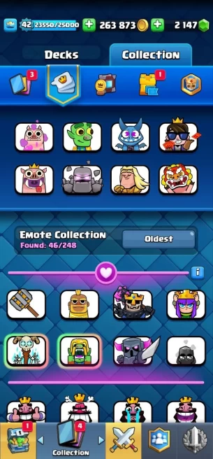 Clashroyall (Android/iOS) KT 14 -lvl 42 -Cards 116 /120 - Max Card 17 / Lvl 13 Card 8 / Emote 46 / Tower skin 6 /Fast delivery