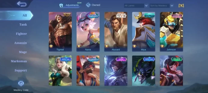 iOS Android - Skins 150 - Heroes 89 - Emblems 99 Max - Diamonds 6 - Code903
