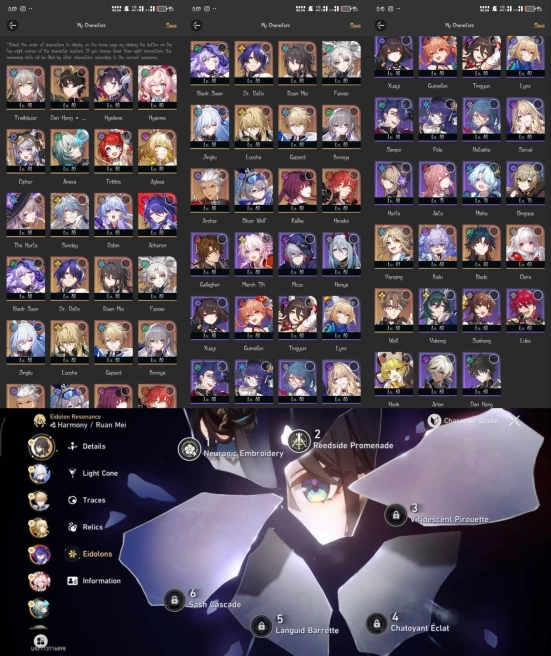 All Platform - EU - Level70 - 51 character 29 5'Stars - 15 Weapon 5'Star - Hysilens - The Herta - Anaxa - Hyacine - Code918