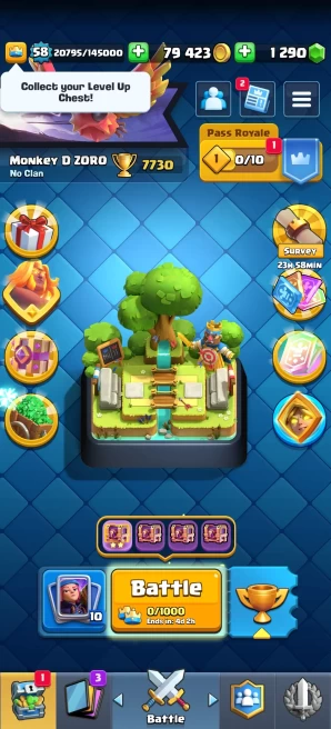 ]Code 8681] Level 58 / 4 Cards level 15 + 9 Skins Towers / Very Cheap