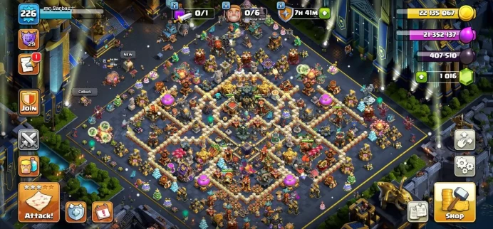 TH 17 Max, 6 Equipment Epic, TH 16 Full Max, 12 Hero Skin, Hero Max, Wall Max, 1 Map Skin, Magic Items