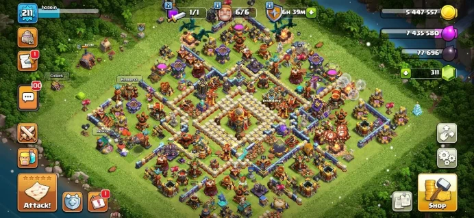 TH 16 Full Max, 6 Equipment Epic, Free Change Name, Defense Max, Wall Max, 280 League Medal, Magic Items