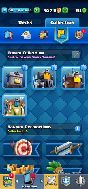Clashroyall (Android/iOS)  KT 14 -lvl 38  -Cards 106 /120 -  Max Card 10 / Lvl 13 Card 3 / Emote 32 / Tower skin 4 /Fast delivery