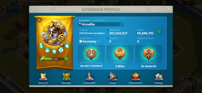 59M Power - T5 Cavalry-focus - 5 Legendary Commanders Max Skills - Equipments Ready to Play 2 Marches Cavalry- Legendary City Skin for Cava #354