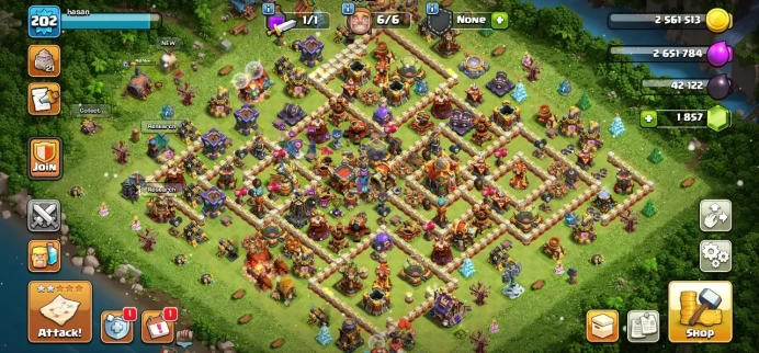 TH 16 Full Max, 6 Equipment Epic, Wall Full Max, Defense Max, 5 Hero Skin, Magic item, Hero High Level