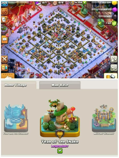 [Snake & Ice Fire Complete Set]||[290 Global Rank]||Th18 Luxury Account||33.8k Legendary Trophy||10 Epic Max||7.7k Gems