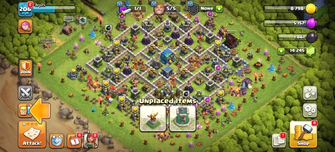 [Code 8687] Th12 XP 206 / 14k Gems + 1400 War Star / Very Cheap