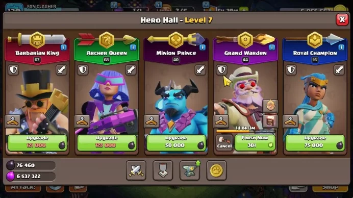 TH 13 - BH 7|Limited Skin|LV 130|HH 7|BK 67,AQ 68,GW 44,MP 40,RC 16|CN OFF|ProtectOFF|TAKE MAIL(COC1830)