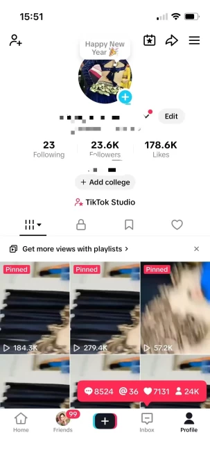 Instanly Delivery/ Monetized 23K Followers+178K Likes Account/ Creator Rewards Program Activated/ Live Stream/ Full Access