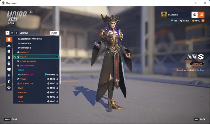 1800 Overwatch Coins / MOIRA / LILITH / REAPER / ANUBIS /  Full Mail Access / see the picture / Please Read Description / CherylS
