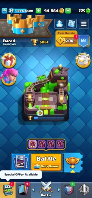 Clashroyall (Android/iOS)  KT 12 -lvl 34 -Cards 106 /120 -  Max Card 1 / Lvl 13 Card 8 / Emote 21 / Tower skin 2 /Fast delivery