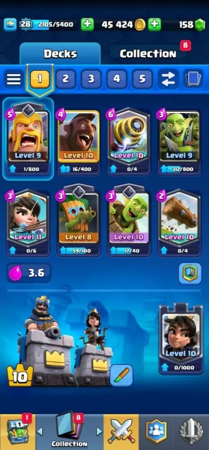 Clashroyall (Android/iOS)  KT 13 -lvl 41 -Cards 110 /120 -  Max Card 9 / Lvl 13 Card 6 / Emote 25 / Tower skin 5 /Fast delivery