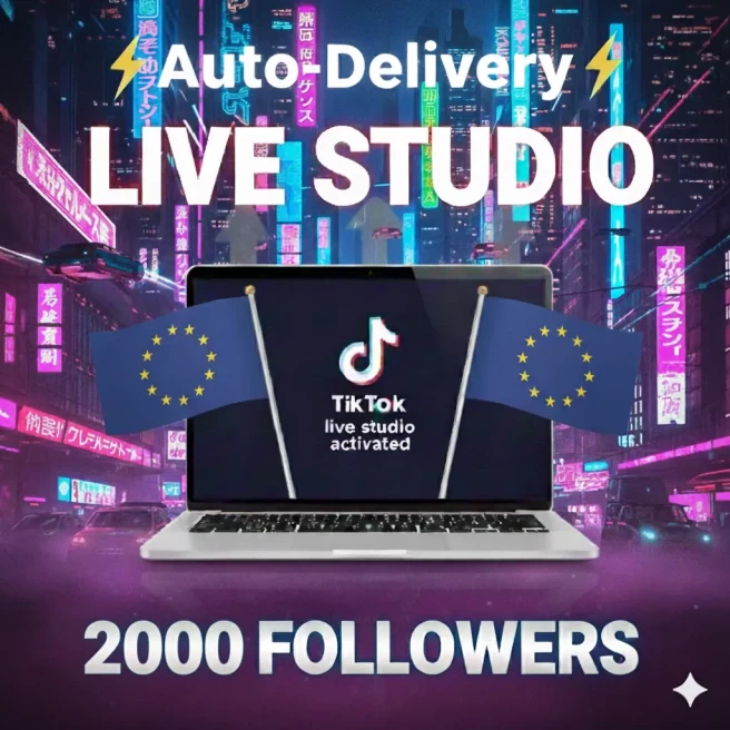 |Europe| Auto Delivery | 2000 Followers | Live Studio Already activated | Full Access |+BONUS