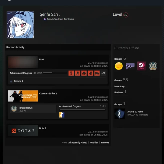 [10 LVL] • [2700+ Hours] • [105 Twitch Drops/Skins] [FIRST EMAIL] [NO $5 limit] • 42+ GAMES