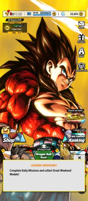B5-Android-22.600 Chrono Crytal+UL SS4 Vegeta Full Red Star+SS4 Gogeta+SS4 Goku Zenkai+Soul+Event Farm CC
