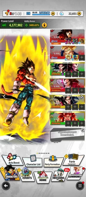 B5-Android-22.600 Chrono Crytal+UL SS4 Vegeta Full Red Star+SS4 Gogeta+SS4 Goku Zenkai+Soul+Event Farm CC