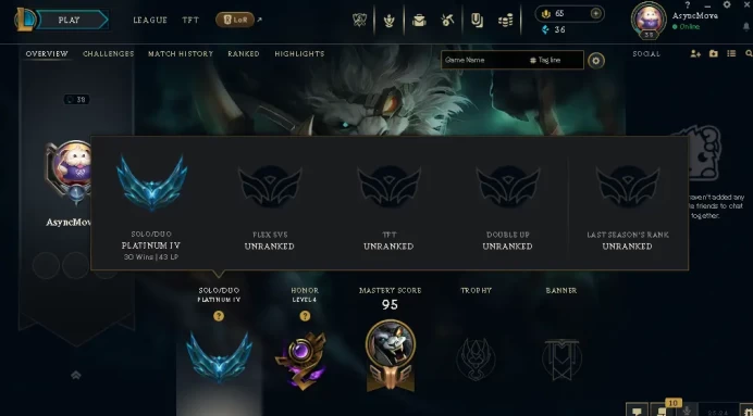 EUW / PLAT 4(43LP) / 62 Champ / 3 Good skins / HONOR 4 / S14 ACC / HANDMADE / CHEANGEABLE MAIL / LIFETIME WARRANTY / CHEAP
