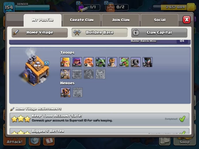 Th 17 max/Hero(88.92.20.70.49) wall max(18) Defend strong/1300 gem /Lifetime warranty(C2038)